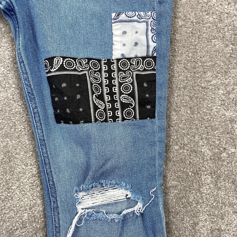 Hollister Ultra High Rise Patches Distressed Mom‎ Jeans Women's Size 0R Blue - Picture 6 of 12